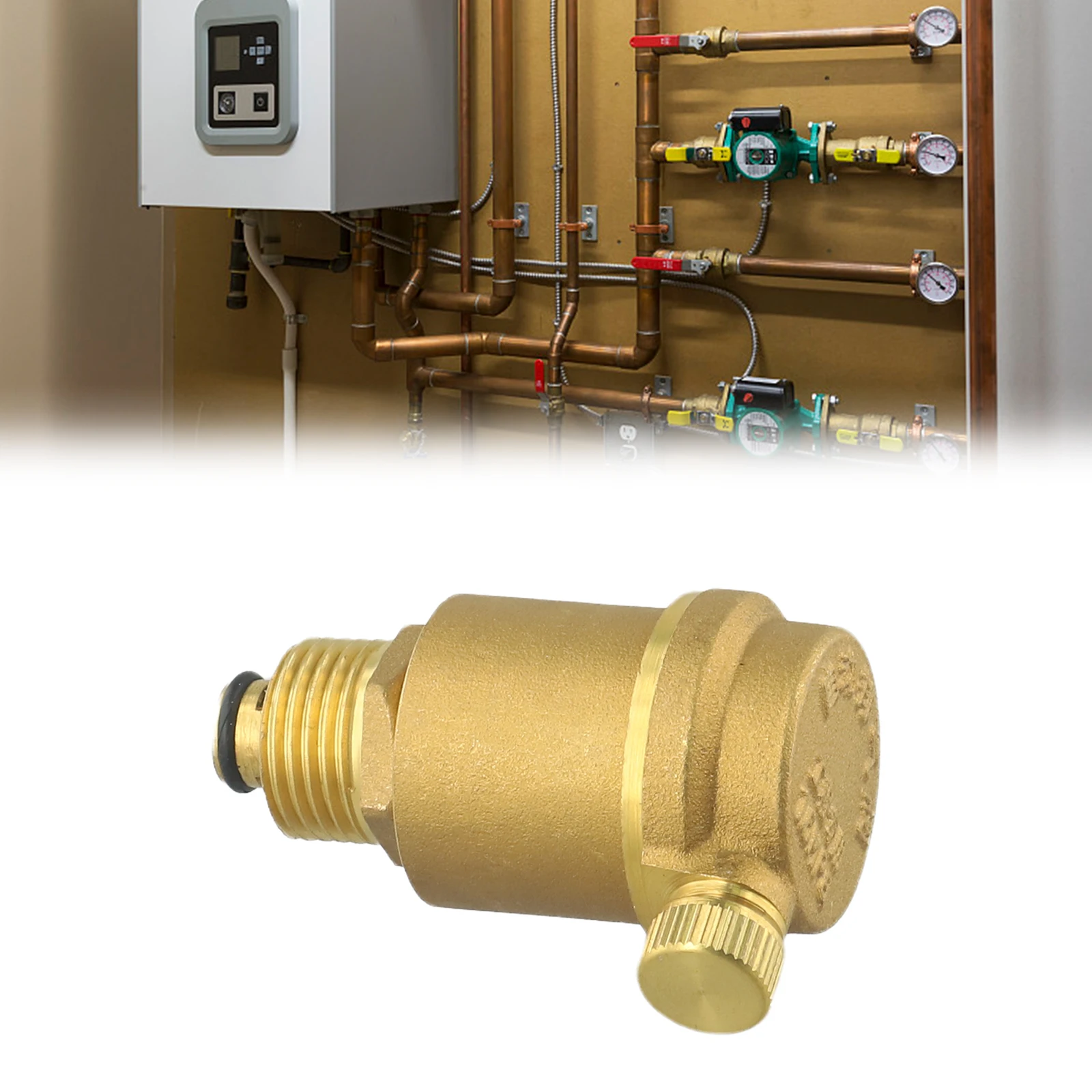 Brass Solar Water Heater Air Vent Valve, Automatic Pressure Release Hot & Cold Water Systems Low Pressure Vessels
