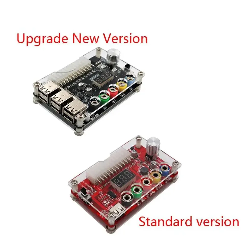 24Pin Atx Alimentatore Scheda Breakout Adattatore Modulo Di Tensione Regolabile 6 Porte Usb 2.0 Supporto Qc 2.0/Qc 3.0 Con Custodia In Acrilico