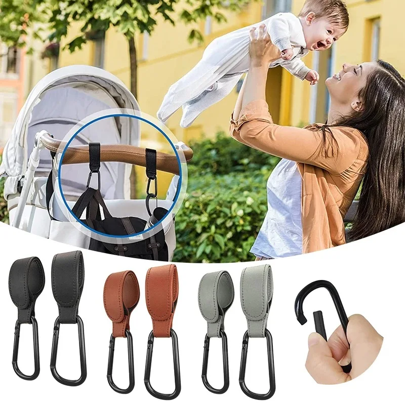 PU Leather Baby Bag Stroller Hook 1/2pcs Pram Adjustable 360 Degree Rotatable Cart Organizer Pram Hook Crochet Stroller Accessor