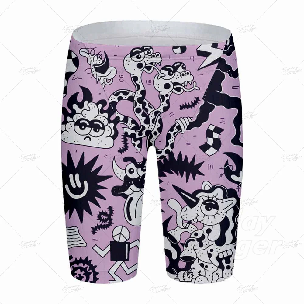 

Swimwear Men Fashion Printed Professional Competitive Swim Trunks Quick-Drying Swimwear Surfing Briefs Surf Shorts Diving Trunks