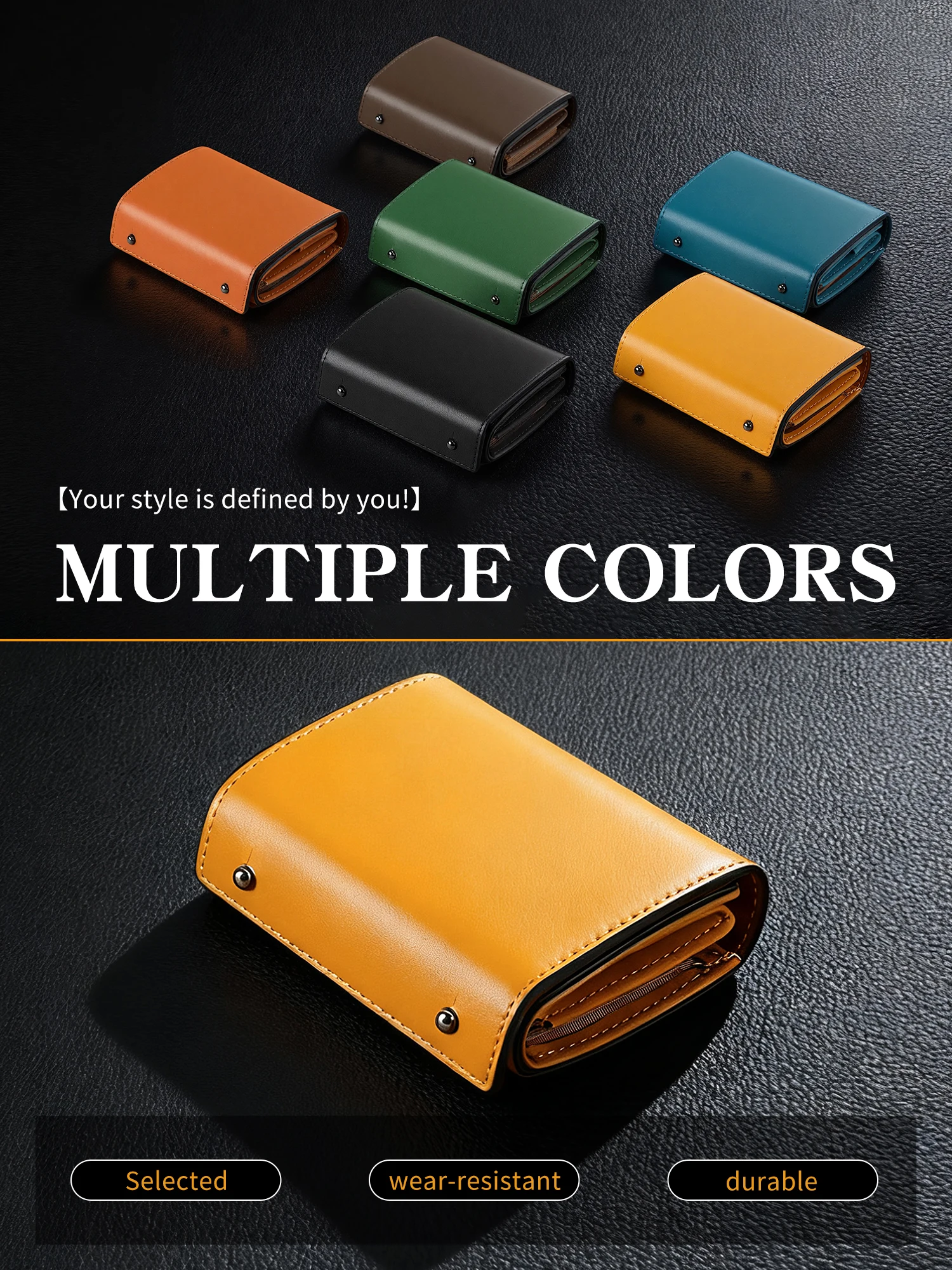 Simple men's short wallet stylish business tri-fold credit card holder multi-functional PU leather portable handbag/coin purse