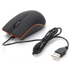 Compact Wired USB Optical Mouse - Black (Black)