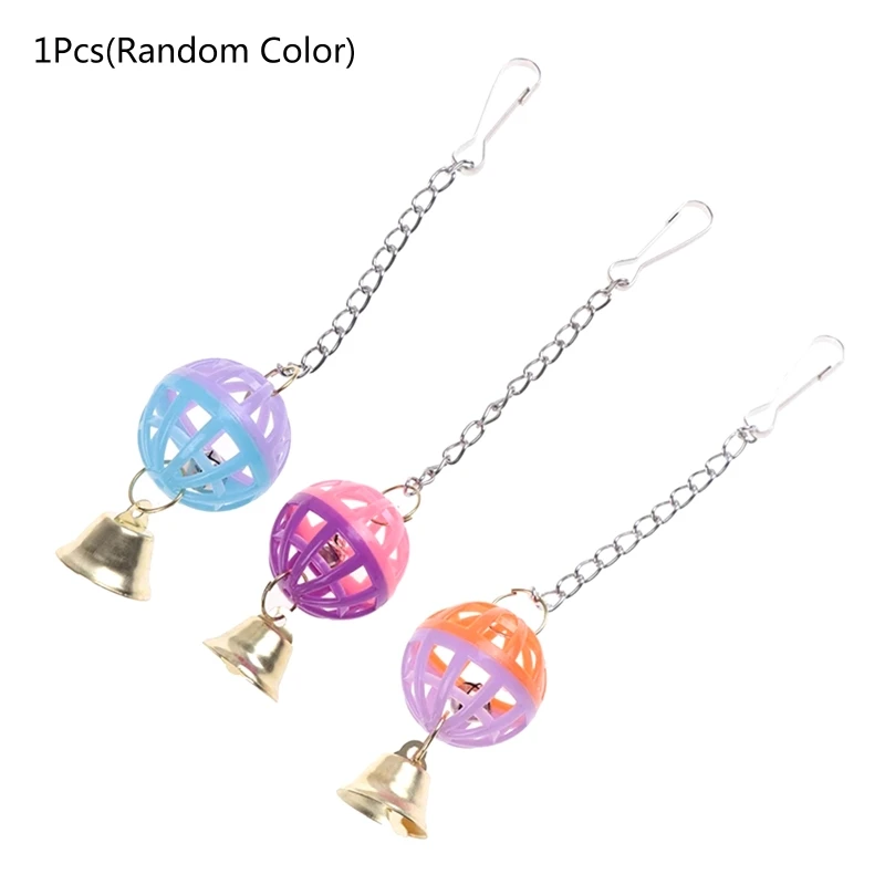 Bird Parrot Toy Colorful Swing Ball Toys with Bell Hanging Toy Cage Decorative Accessories for Small Medium Birds DropShip parrots swing climbing toy bite toy cage stand frame natural wooden colorful beads bells hanging hammock birds supplies