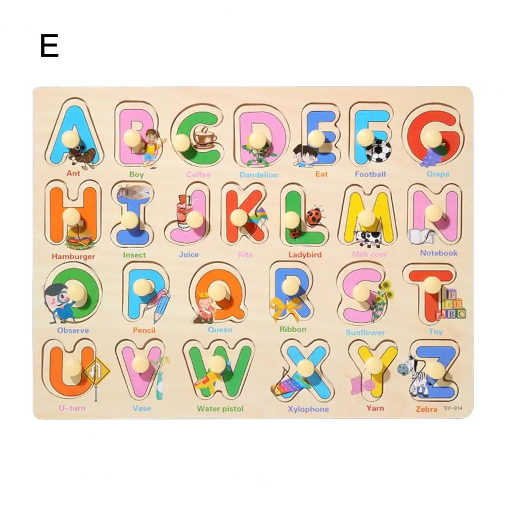 Wooden Puzzle Kids Shape Puzzle Educational Wooden Peg Puzzle Board for Toddlers Sea Numbers Alphabet Fruits Dinosaurs Shapes 4