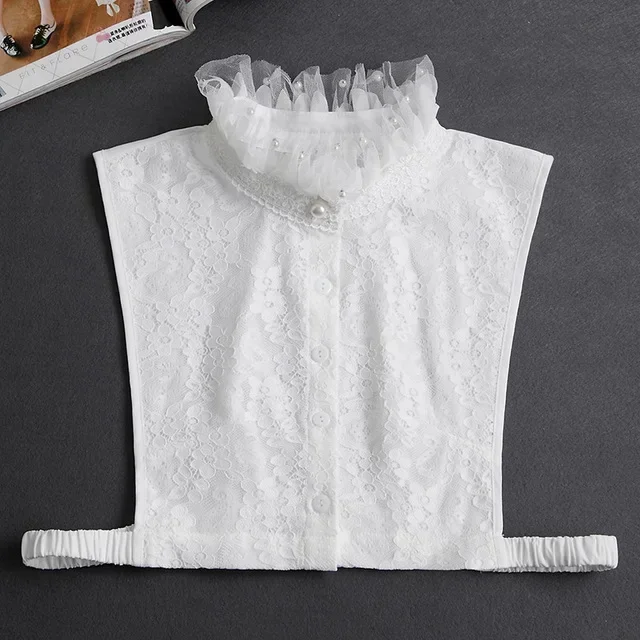 Vintage Lace Front Tie White Detachable Faux Collar