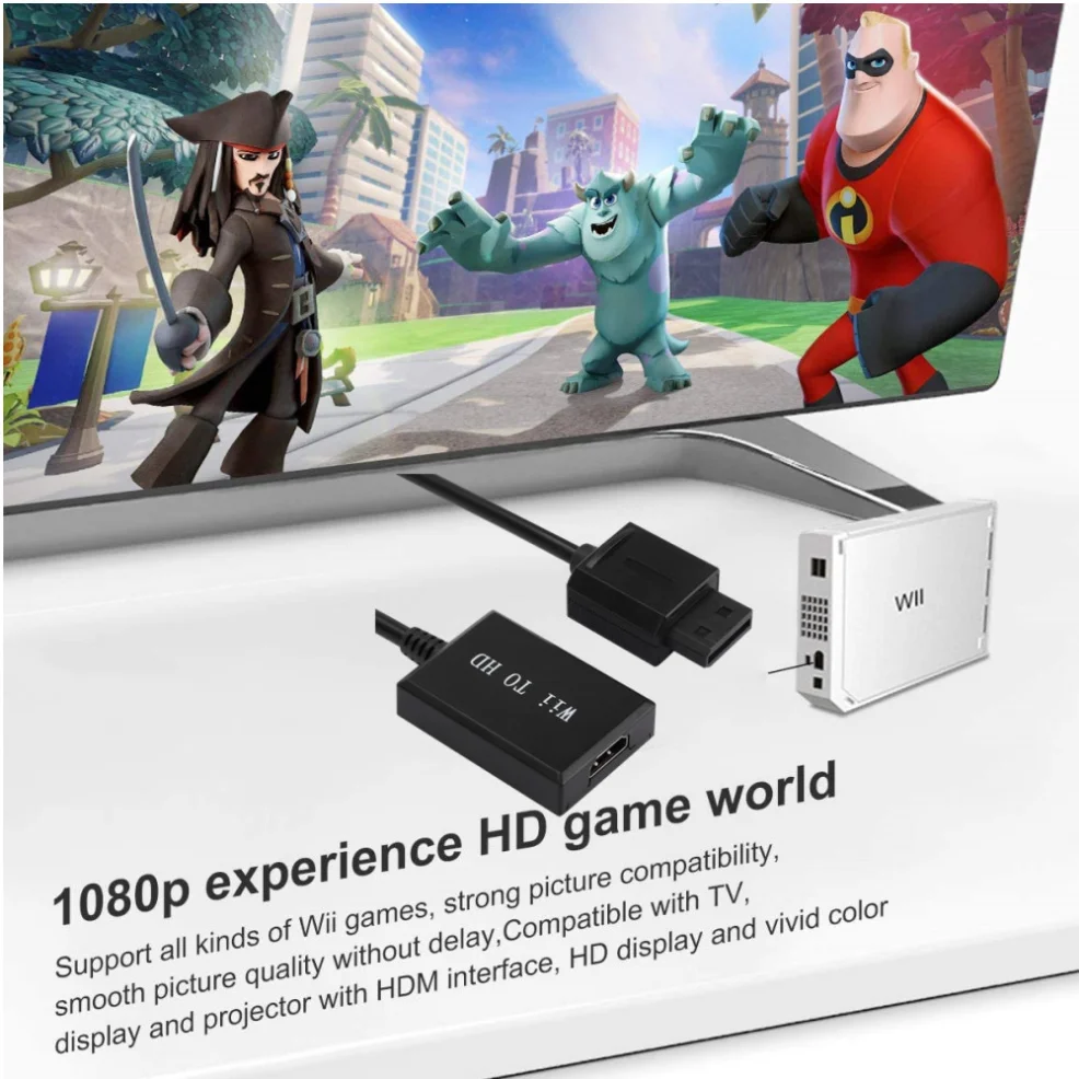 HD 1080p Wii To HDMI-compatible Converter Adapter Full HD 1080p 720p Wii to HDMI