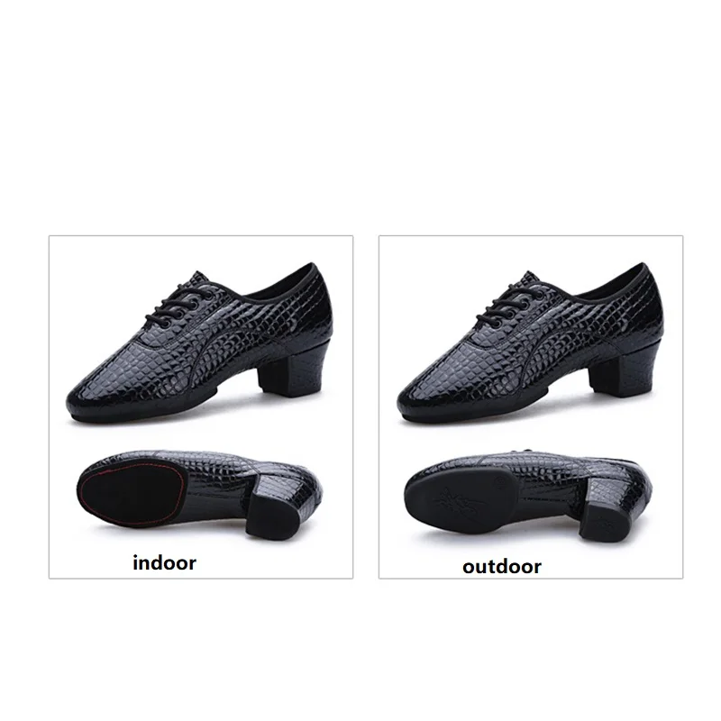 Latin Dance Shoes For Men Leather Modern Ballroom Dance Stone Pattern Square Quick Step Formal Dancing Shoes Soft Male Sneakers