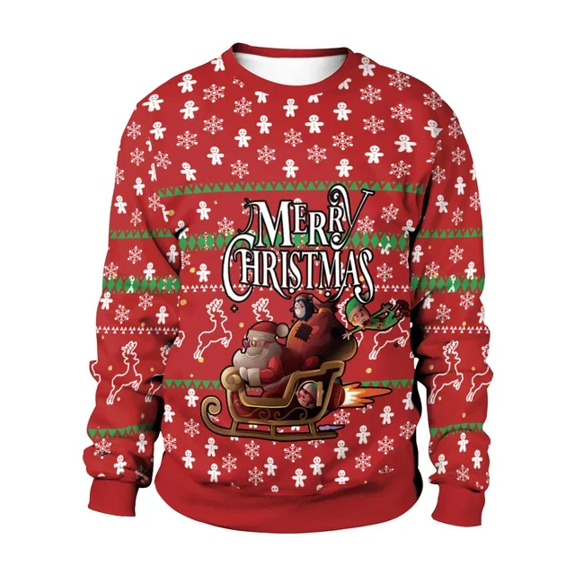 Christmas Party Sweatshirts for Men Tracksuit Couple Autumn Pullovers O Neck Warm Men's Winter Hoodie Vintage Male Clothing