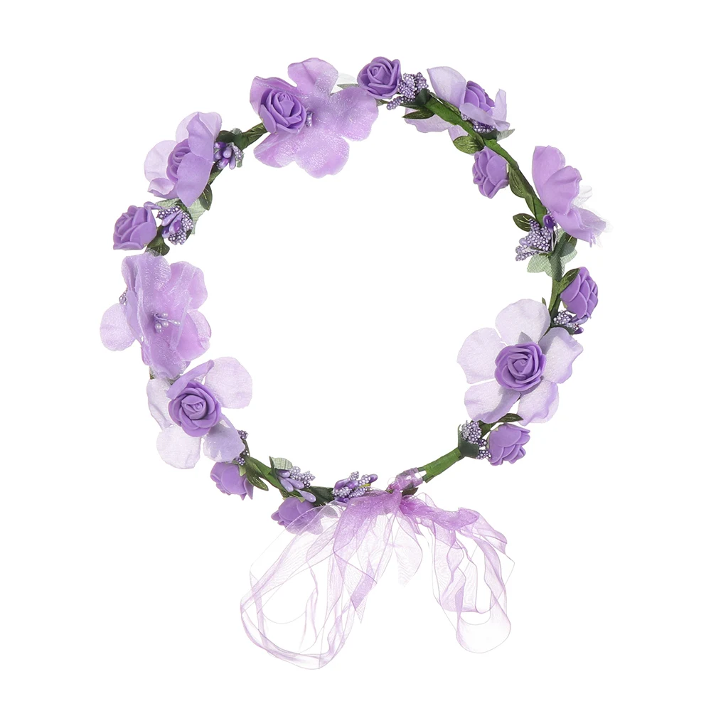 Fascia Capelli Fiori Bohémien - Corona Floreale Regolabile, Per Feste E Matrimoni - Foto 5