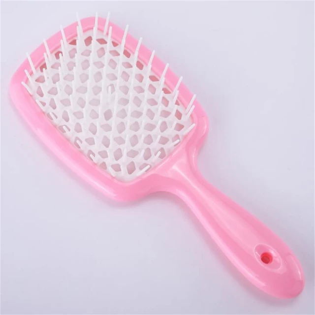 Tangled Hair Comb Detangling Hair Brush Large Plate Massage Combs Hollow Out Hair Brushes Barber Comb Salon Hair Styling Tools Pink