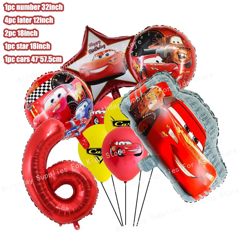 thumbnail image 1 of Nueva decoración para fiesta de cumpleaños de Disney Cars con dibujos animados de Lightning Mcqueen, platos de papel, servilletas, vasos, globos, suministros para eventos, 1 of 5