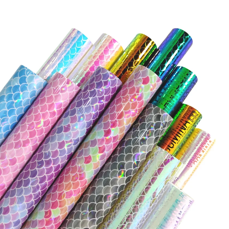 

Holographic Faux Leather Sheets TPU Bag Material Vinyl Fabric Diy Earring Leather for Sewing Bows Craft Material