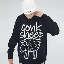 

Hand painted sheep sweater male couple sweater coat PD