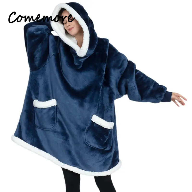 Comemore Coperta con cappuccio oversize con maniche Felpa con cappuccio scozzese in pile invernale Pamas per donna Donna Autunno Casa_voghion.com