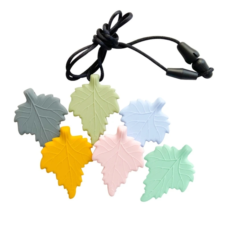 

Silicone Teether for Baby Teething Cartoon Leaf Necklace Toy Shower Gift