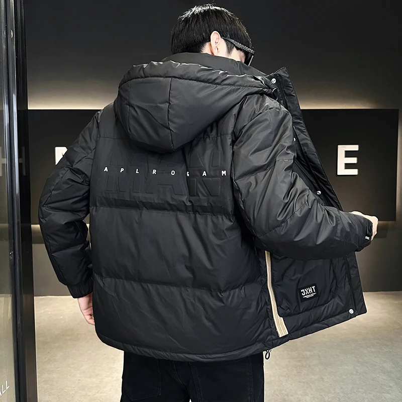 Casual 2023 Winter Men's Hooded White Duck Down Jackets Outwear Solid Warm Puffer Coat Waterproof Thick Parkas Loose Top Clothes