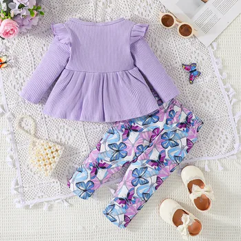 Toddler Girls Clothing Set Long Sleeve Print Tops And Pants 2pcs Outfits Autumn Spring Children Clothes 2