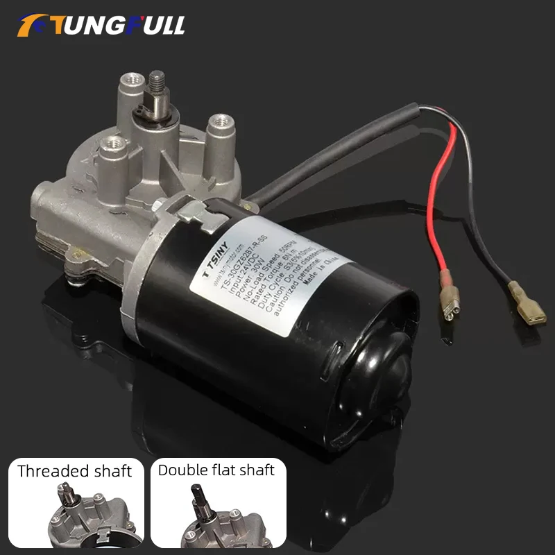 High Torque dc Gear Reducer Reversível Metal Gear Motor 30w 12v 24v 50rpm Rosca do Ângulo Direito Eixo Plano Duplo