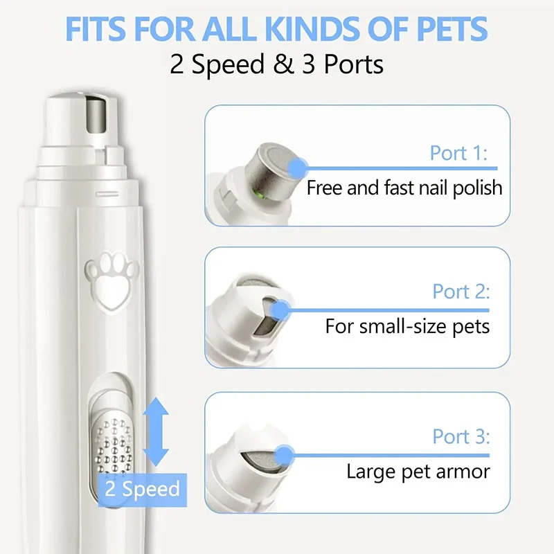 Pet Nail Grinder Dog Nail File Electric Nail Trimmer Painless Trimmer for Small Medium and Large Dogs and Cats 2 Speeds pet nail grinder