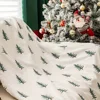 Christmas Blanket White Pine Tree Print Soft Plush Cozy Warm Xmas Design Home Decor Sofa Bed Living Room Festive Winter Gift 3