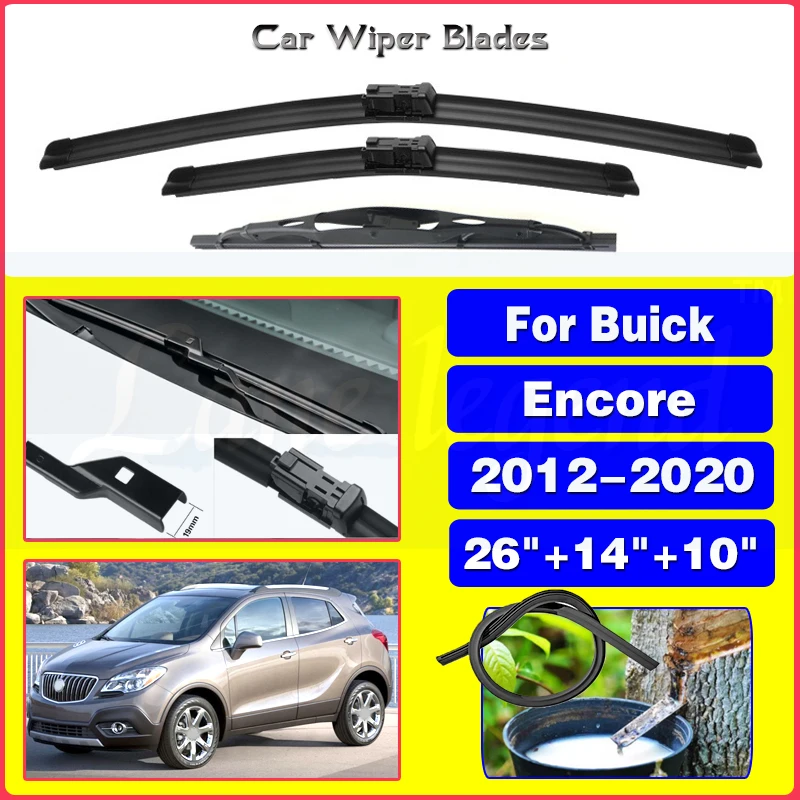 

For Opel Mokka 2012-2020 For Buick Encore Car Front Rear Wiper Blades Soft Rubber Windscreen Wipers Auto Windshield 26"+14"+10"