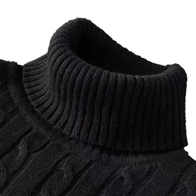 Outdoor Men's Long Sleeve Knitted Sweaters Slim Fit Turtleneck Sweater Casual Pullover Sweater Winter Basic Heavyweight Top 2
