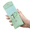4 Pcs Portable Manicure Pedicure Kits Personal Care Tools Nail Clipper Eyebrow Scissors Earpick Nail File Set with Folding Bag 3