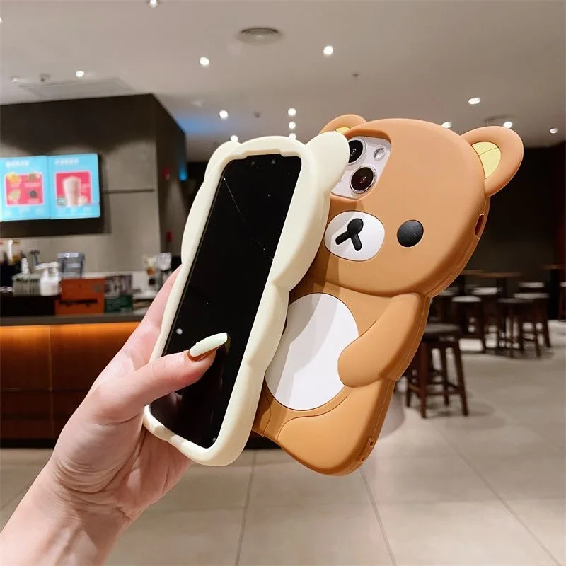 Cute 3D Rilakkuma Bear Silicone Soft Back Phone Case