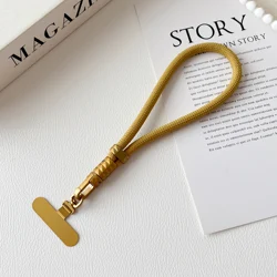 Rotating Mobile Phone Lanyard with Adjustable Anti - Tangle Wrist Strap - Polyester / Nylon (Yellow / Gold)