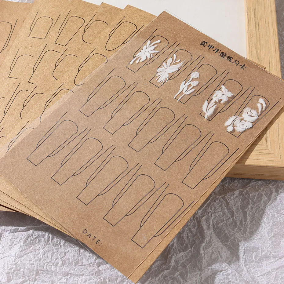 Double-sided Nail Practice Kraft Paper Cardboard Clear Training Nail Art Painting Card Reusable Salon Beginner Manicure Tools ﻿