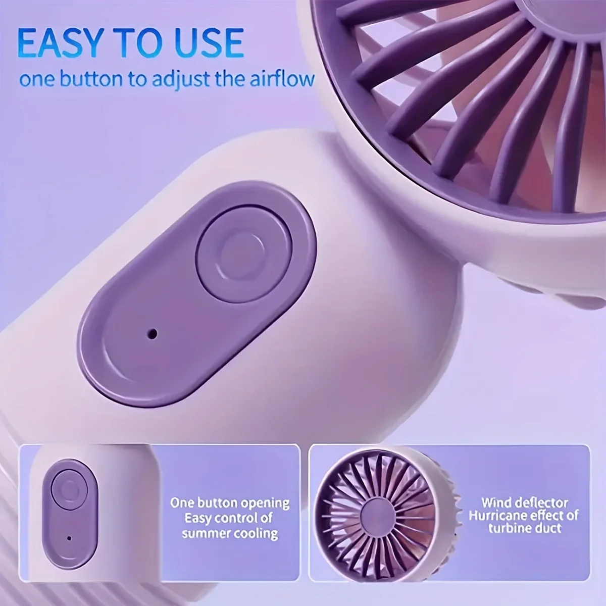Portable Fan Mini Fan Hand Fan 1pc-USB Rechargeable Mini Portable Fan With Lightweight Handheld Fan Perfect For Office Outdoor Travel And Camping