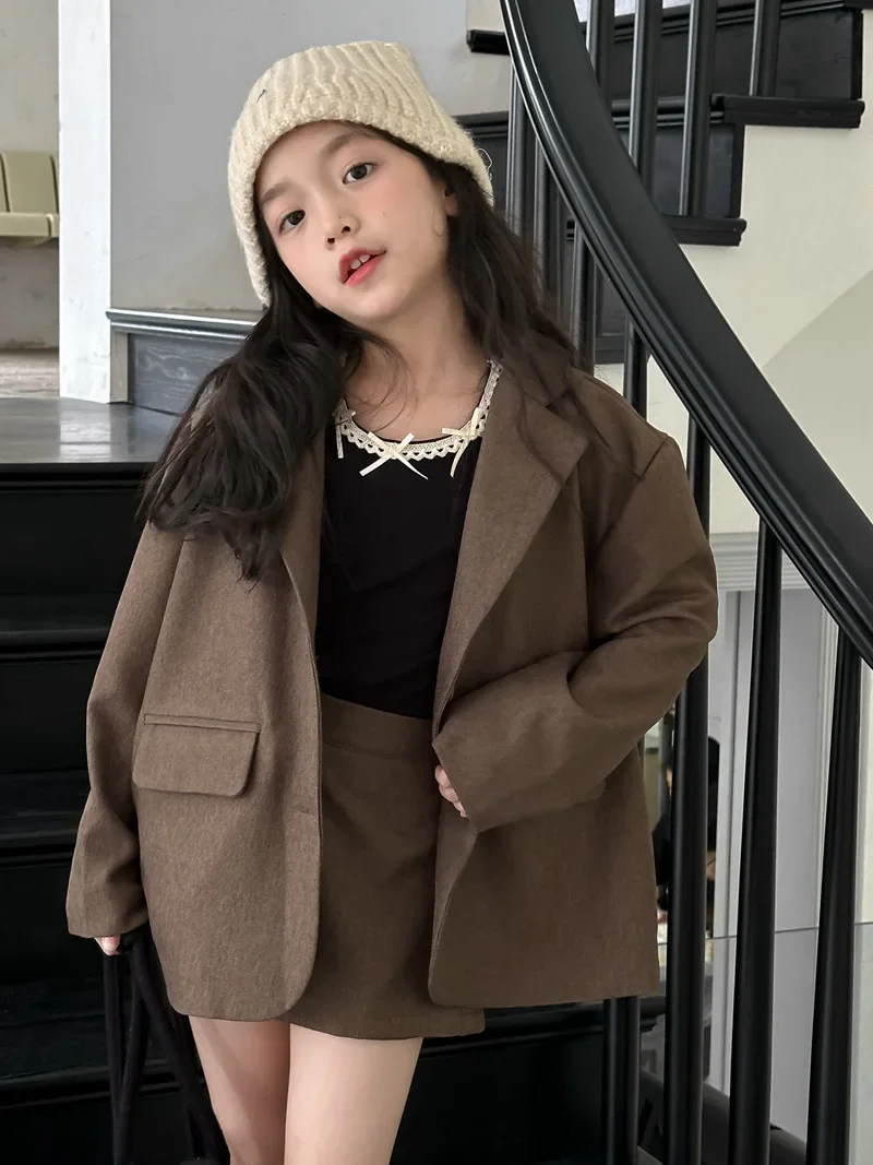 طقم تنورة بدلة لخريف 2024 سترة بدلة فضفاضة وشورت ت...