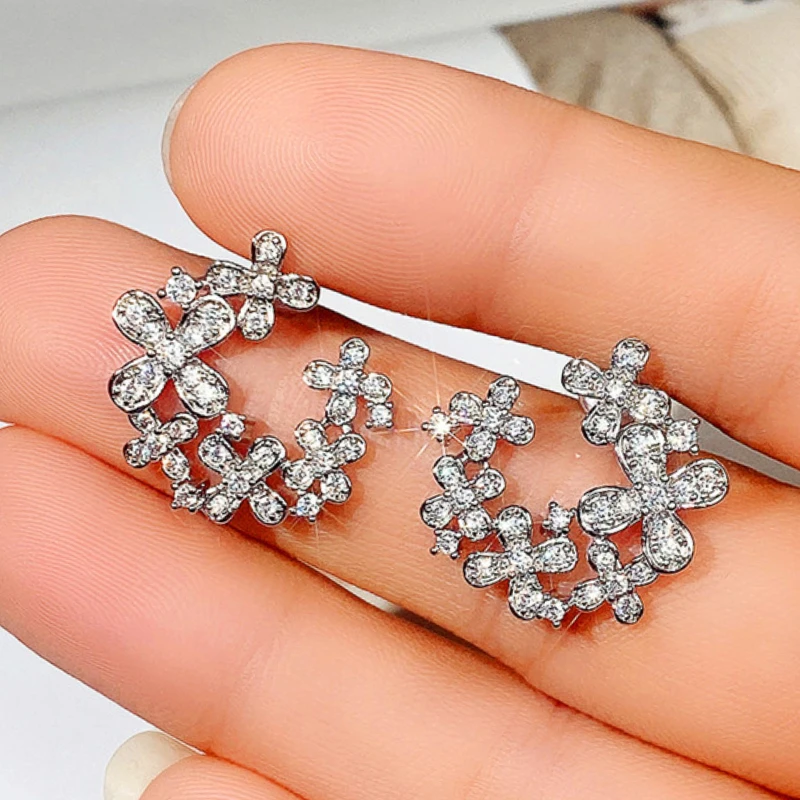 Висячие серьги-гвоздики CAOSHI с цветком для женщин яркий Цирконий темпераментные