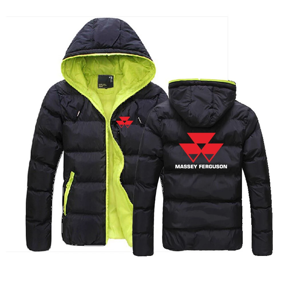 

Зимняя новая мужская модная хлопковая одежда Massey Ferguson с логотипом, Мужская Утепленная однотонная куртка на молнии, мужские топы