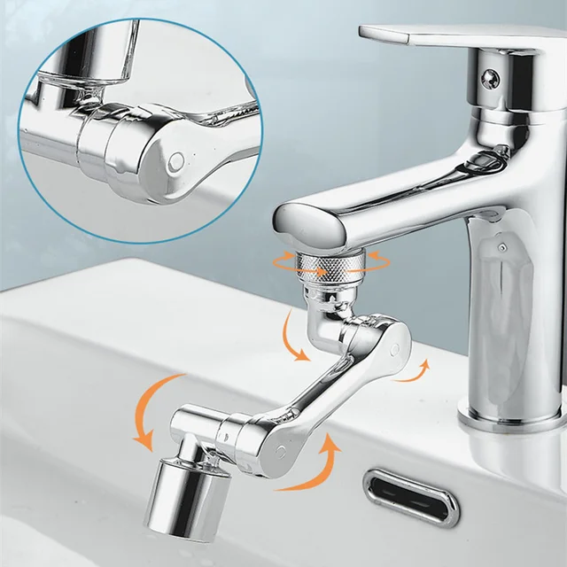 1080° Universal Rotation Faucet Sprayer Head Dual Effluent Washbasin Kitchen Robot Arm Extension Faucets Aerator Bubbler Nozzle 3