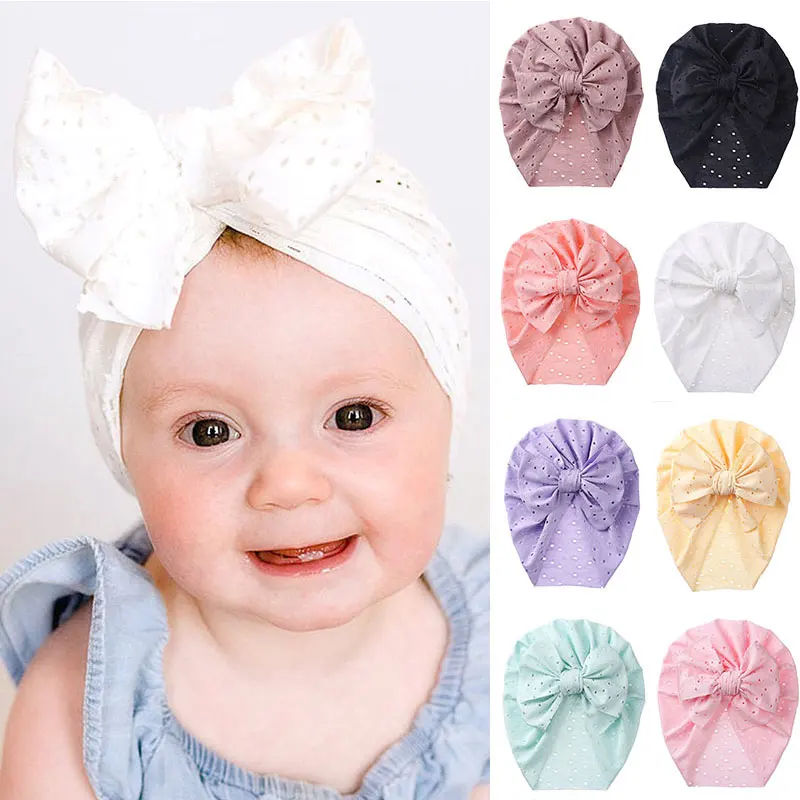 2022 New Summer Baby Turban Hat Hollow Toddler Beanie Baby Hat for