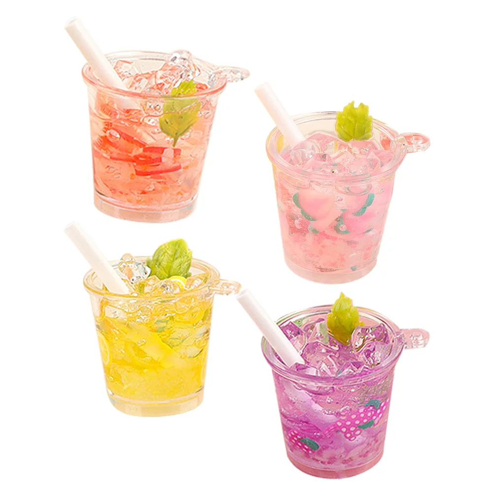 

4 Pcs Simulated Beverage Bottle Fake Food Ornament House Props Drink Miniature Drinks Model Resin Beverages
