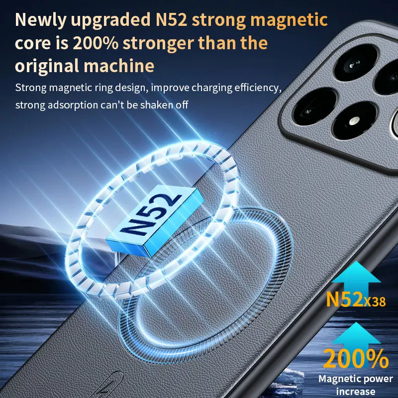 Luxury PU Leather Magnetic Case with Wireless Charging - Shockproof Business Soft Cover