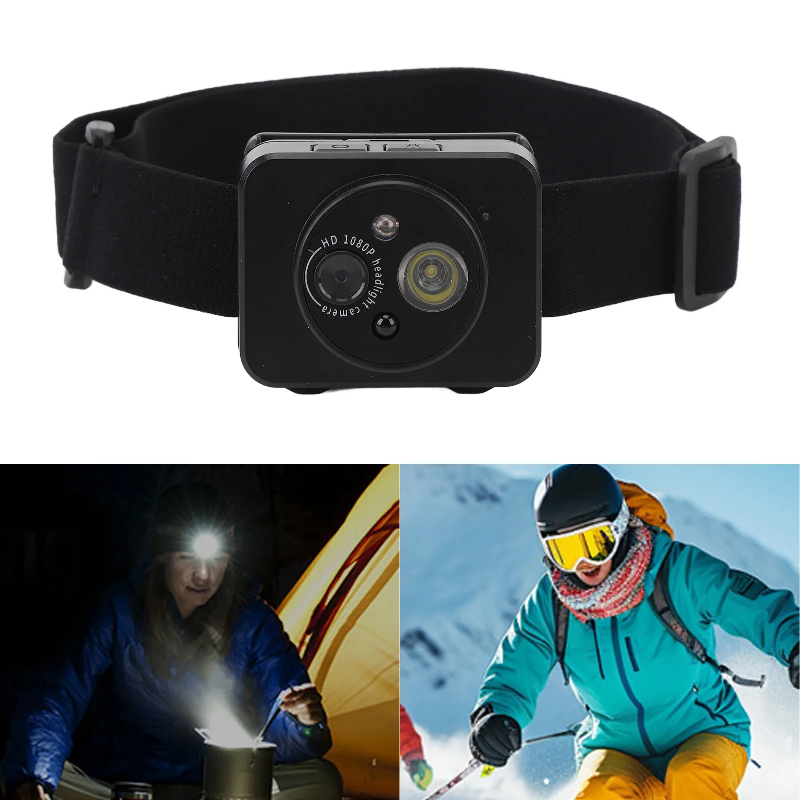 Head Mounted Action Camera 2MP 1080P 45 Degree Adjustable Intelligent Sensing LED Headlamp Head Mounted Wearable Body Video
