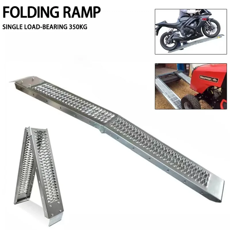 Aluminum Motorcycles Ramps Climbing Ladder Folding Ramp Ladder Single Load-bearing 350kg Truck Transport Loading Tool 1PC