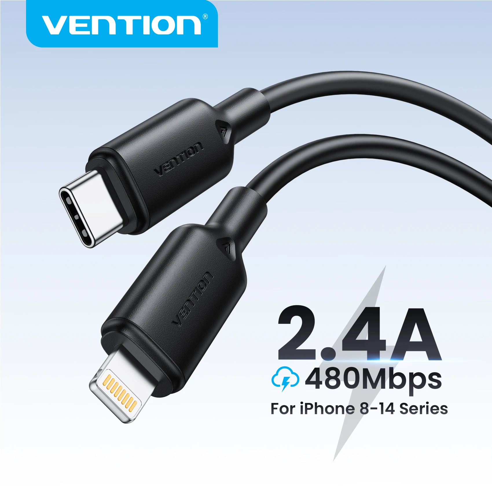 Vention Premium Lightning Cable - USB C to Lightning 2.4A Fast Charging Cord