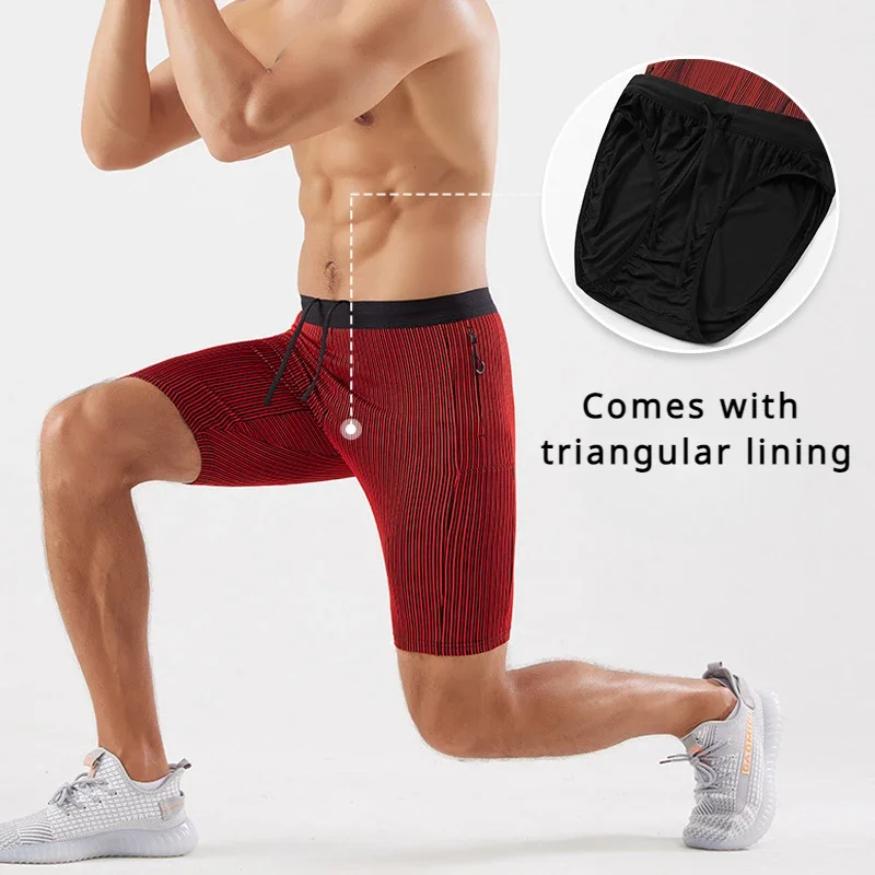 2 in 1 Summer Marathon Compression Shorts Quick Dry Long Distance Running Training Tights Sports Women Men Gym Male Waist bag sport jogging trousers