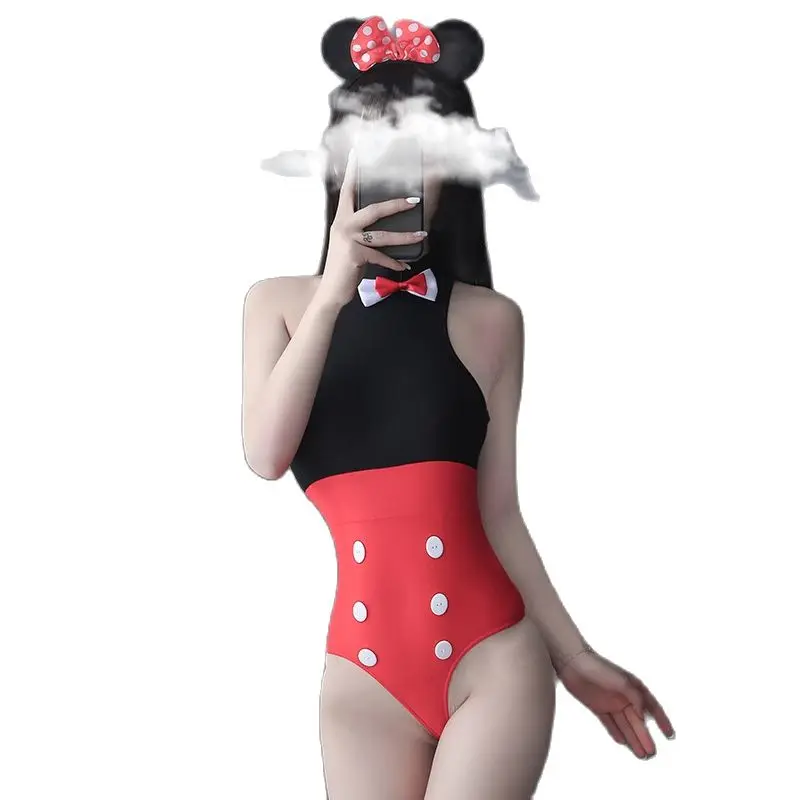

Cute girly sexy one-piece underwear stretch tights swimsuit