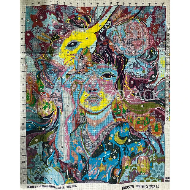 Zozack couture, bricolage imprimé illustrateur fille point de croix ensembles pour broderie complète point de croix Kit décoration murale de la maison 2