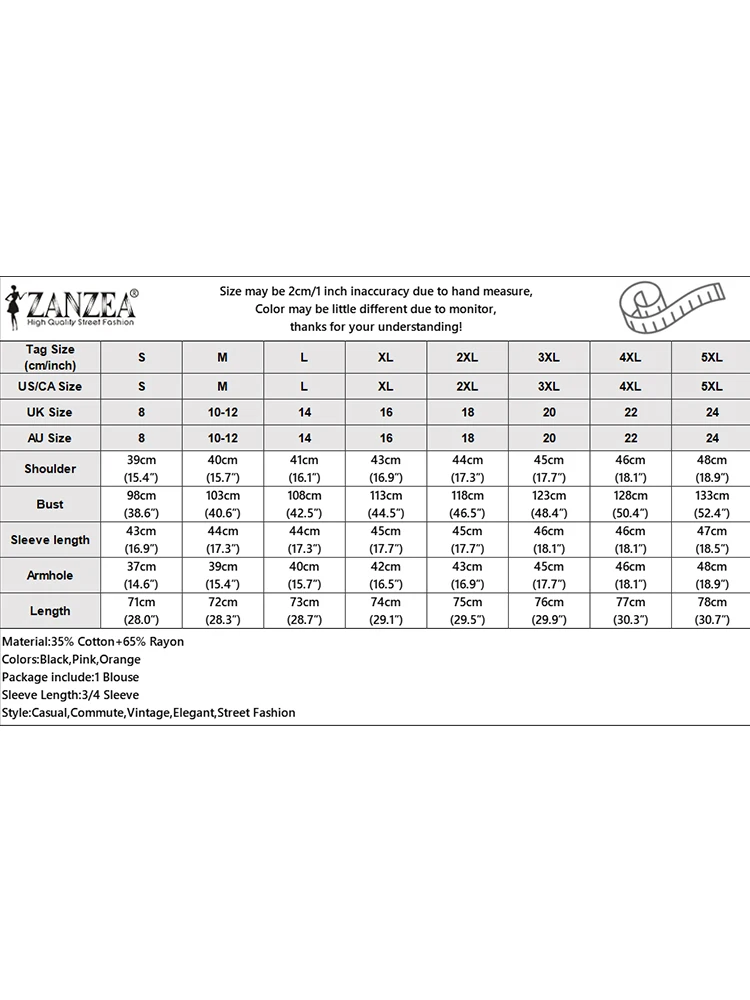 ZANZEA   , 3/4 Ҹ , 2023  ް  콺,  Ʈ  ư Ʃ, м