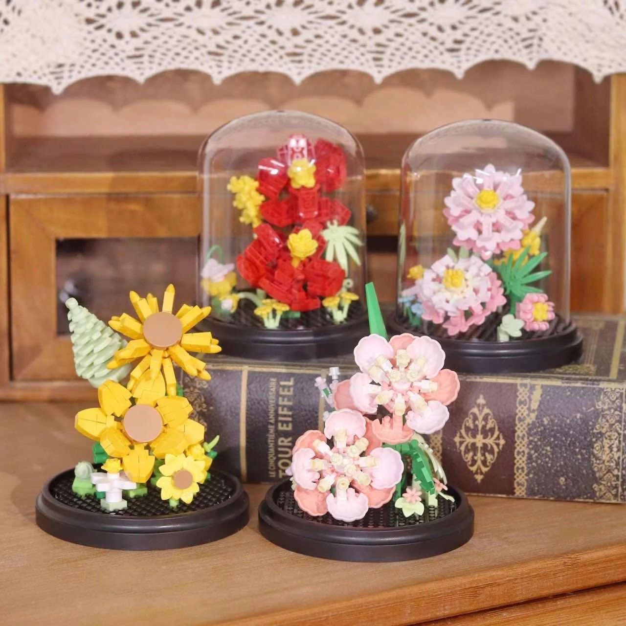 Building Block Toy Flower Bouquet Building Blocks Rose Sunflower Succulents Bonsai Garden Romantic Bricks DIY Potted Plants Model Kit Toy For Kids