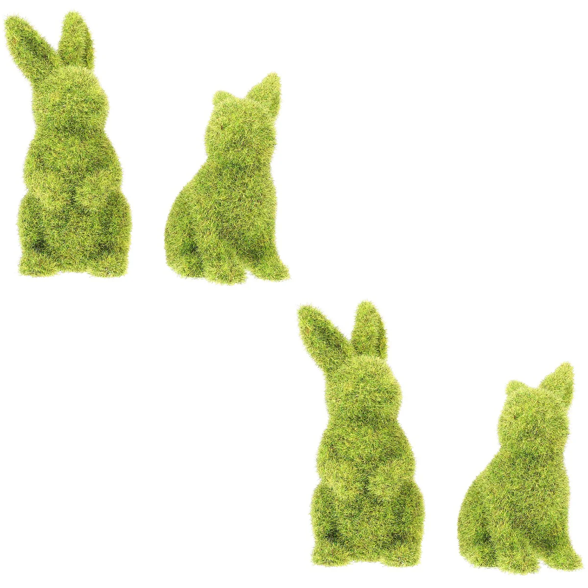 

4 Pcs Flocked Rabbit Outdoor Dining Table Spring Decorations Flocking Bunny Statue Baby