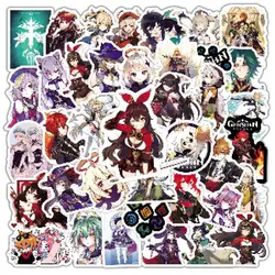 Lot de 10, 20, 30 ou 50 autocollants de jeu d'impact Genshin, dessin animé, étanche, jouet pour enfants, pour ordinateur portable, Skateboard, voiture, vente en gros, 2021 pièces 