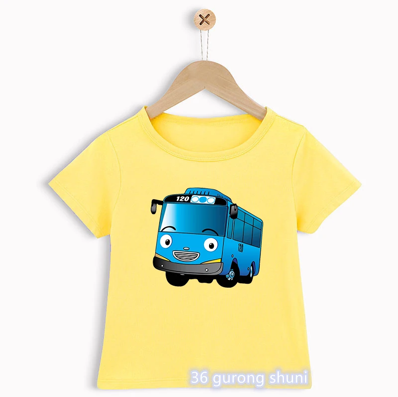 2022 Fashion Children Tshirt Cute Tayo And Little Friends Car Cartoon Print Boys T-Shirt Summer Girks Shirt Toddler Tshirt Tops children's t shirt with animals	