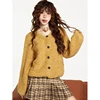 New Long Sleeve Loose Elegant Cardigan Sweater Women Autumn Winter Korean Style Casual Knitwear Fashion O-neck Yellow Knit Top
